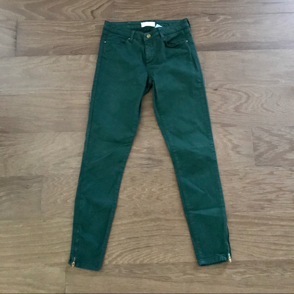 EUC Zara Green Denim Stretch Jeans